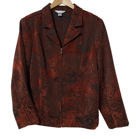 Christopher & Banks Paisley Jacket Womens Size XL Zip Front Unlined - Picture 6 of 6